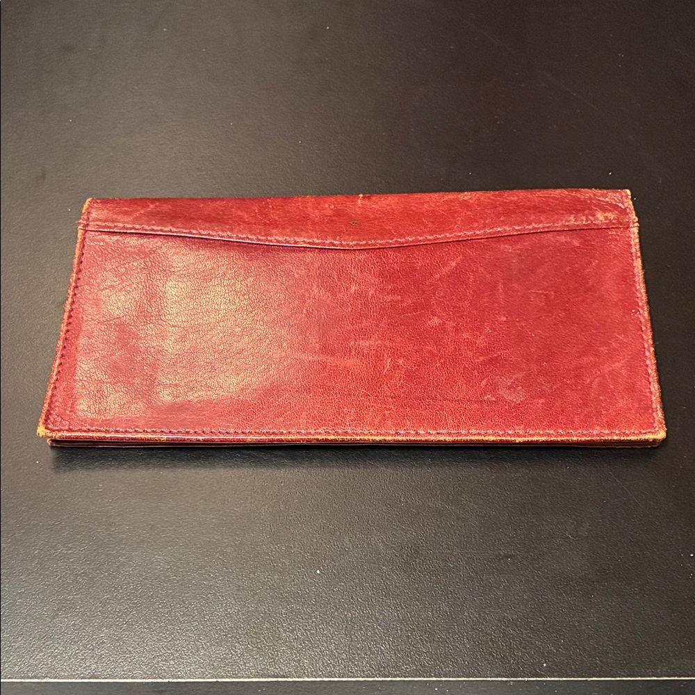 Vintage St. Dennis burgundy leather checkbook cover